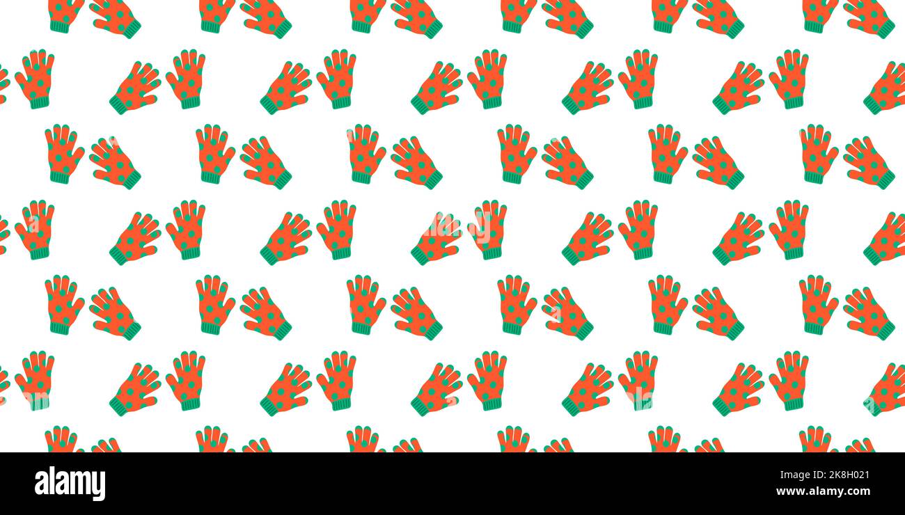 Motif sans coutures avec paires de gants tricotés chauds à pois. Motif hiver, Noël ou nouvel an pour le papier de scrapbooking ou d'emballage. Illustration vectorielle plate Illustration de Vecteur