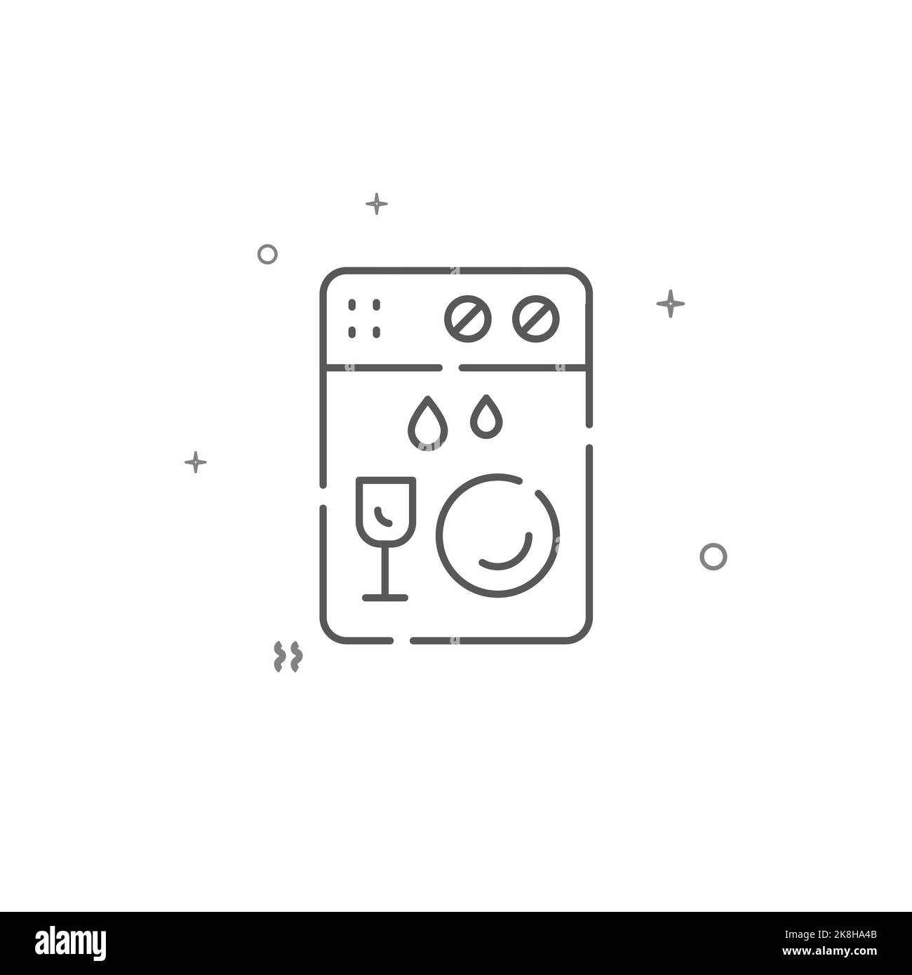 Icône de ligne simple pour lavevaisselle. Symbole, pictogramme, panneau isolé sur fond blanc