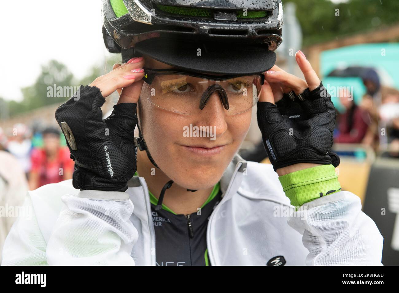 Dani Rowe (King) MBE se prépare à la course Red Hook Crit de Londres. Banque D'Images