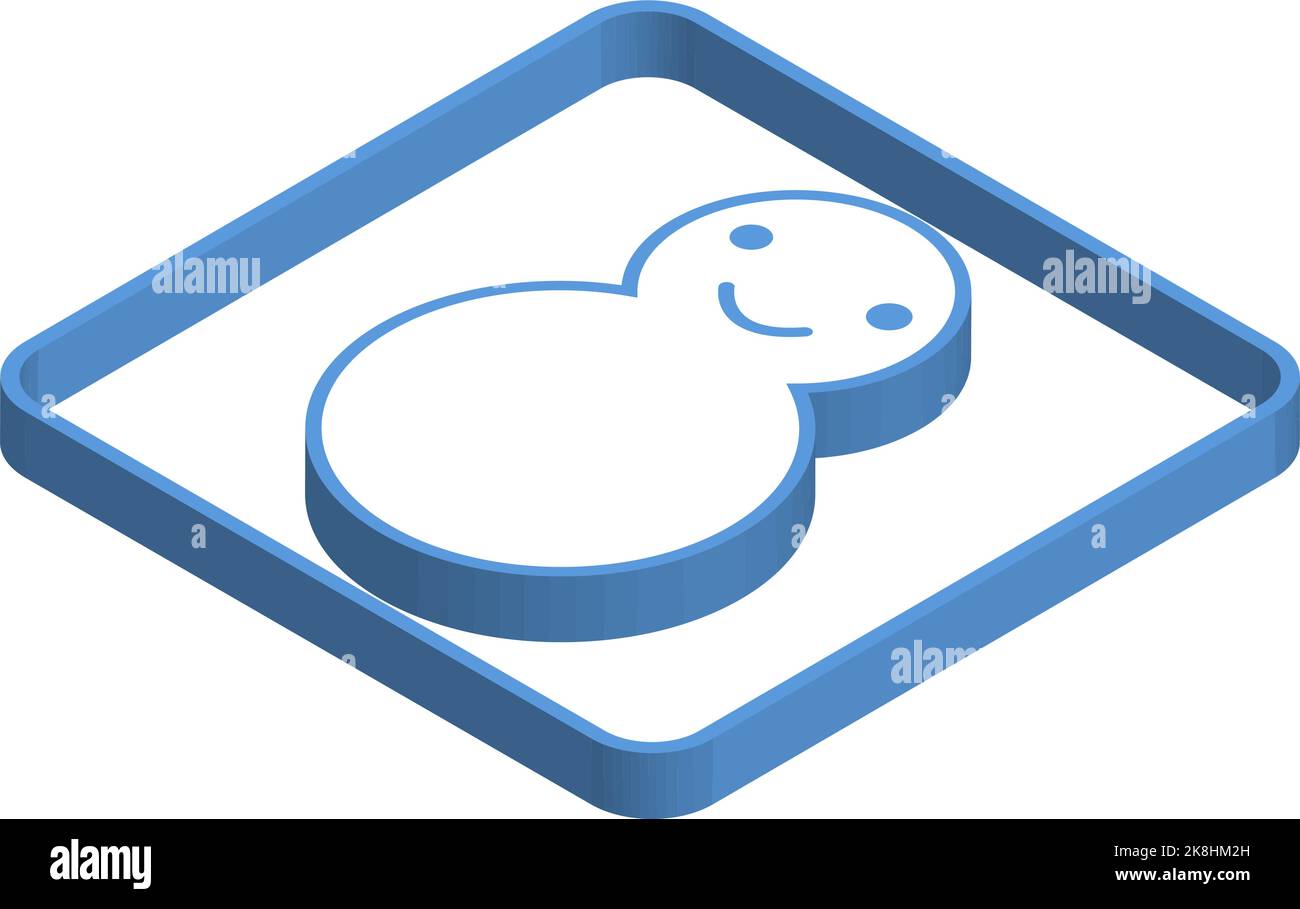 Illustration isométrique bleue d'un bonhomme de neige Illustration de Vecteur