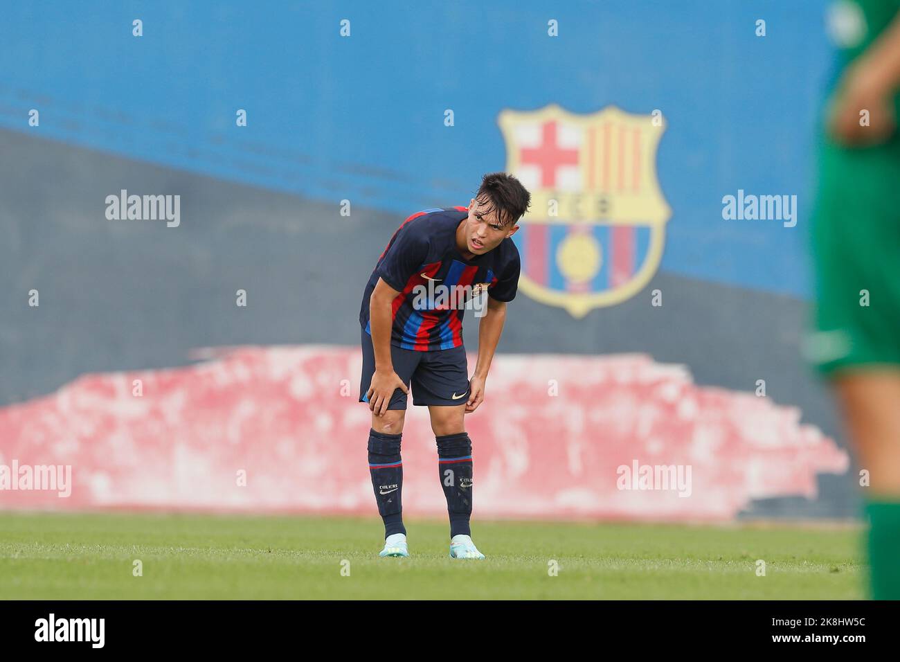 Barcelone, Espagne. 23rd octobre 2022. Niko Takahashi Cendagorta (Barcelone) football : Espagnol 'Liga Nacional Juvenil' Group 7 match entre le FC Barcelona Juvenil B 1-0 Damm CF Juvenil B au Camp de Futbol Ciutat Espotiva Joan Gamper à Barcelone, Espagne . Crédit: Mutsu Kawamori/AFLO/Alay Live News Banque D'Images