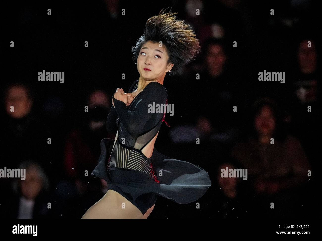 Norwood, Massachusetts, États-Unis. 23 octobre 2022. Kaori Sakamoto, du Japon, skate lors du gala du concours de patinage artistique de l'UIP sur 23 octobre 2022 à Norwood, aux États-Unis d'Amérique. Crédit : Mathieu Belanger/AFLO/Alay Live News Banque D'Images