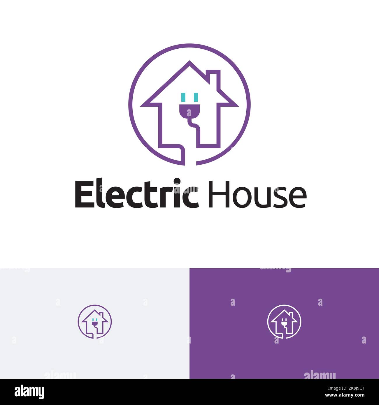 Maison Maison électrique tension cercle logo monoline Illustration de Vecteur