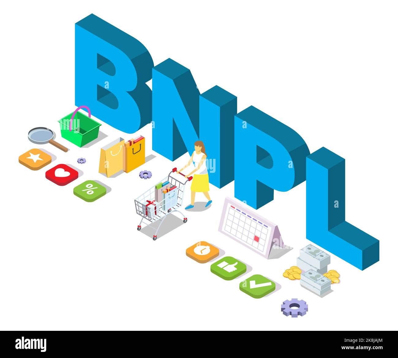 Acheter maintenant payer plus tard BNPL vecteur d'achat en ligne Illustration de Vecteur