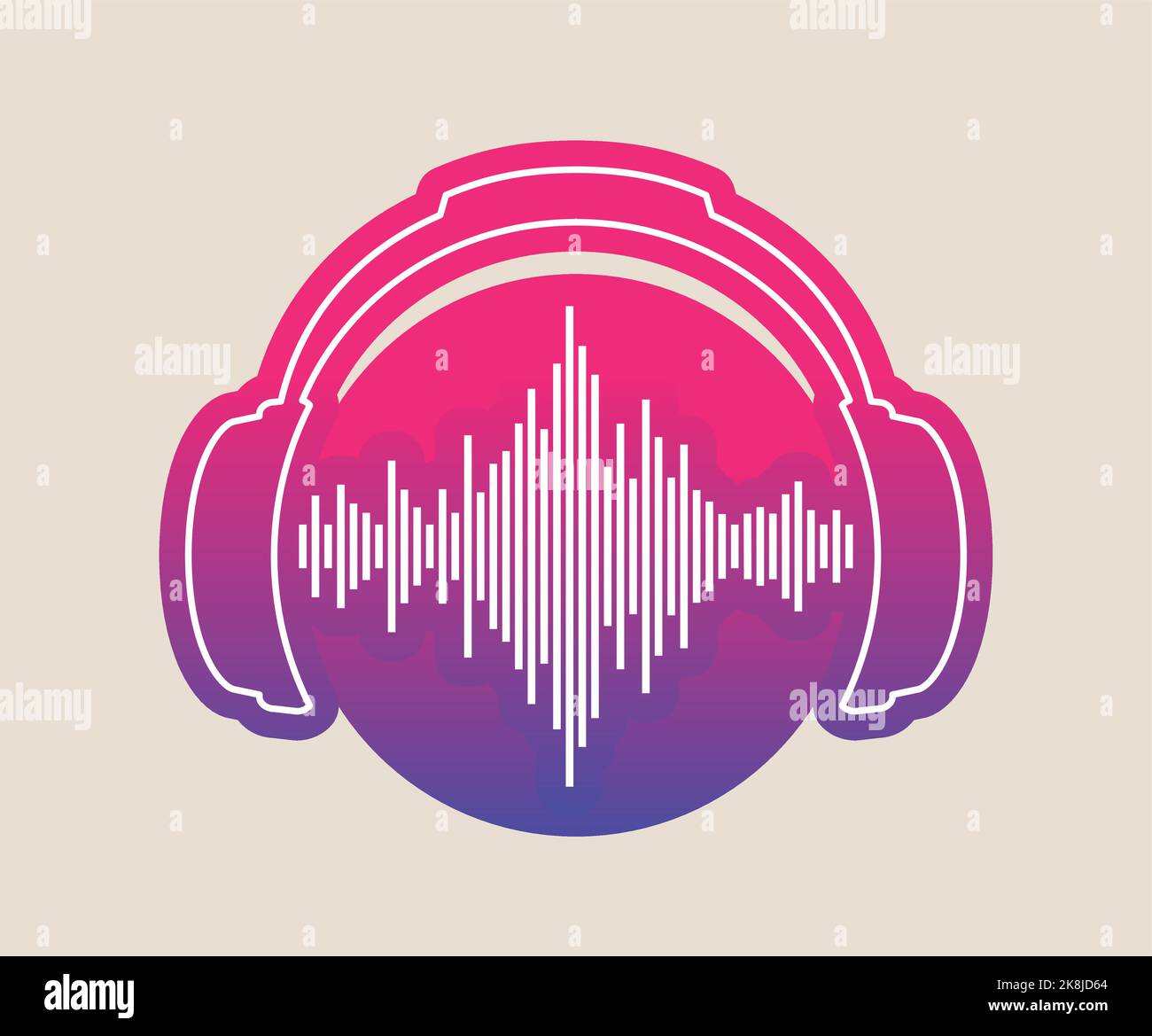 Icône casque avec son Wave Beats icône casque avec son Vague Illustration de Vecteur