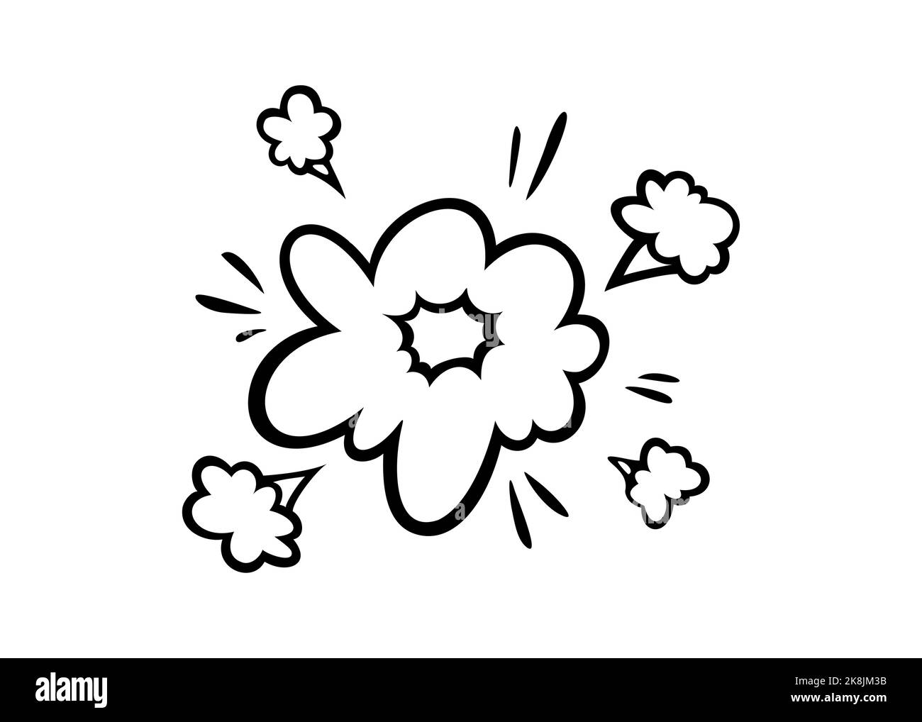 Nuages effet rampe bande dessinée. Jeu de bulles d'explosion et de fumée. Illustration vectorielle isolée sur fond blanc Illustration de Vecteur