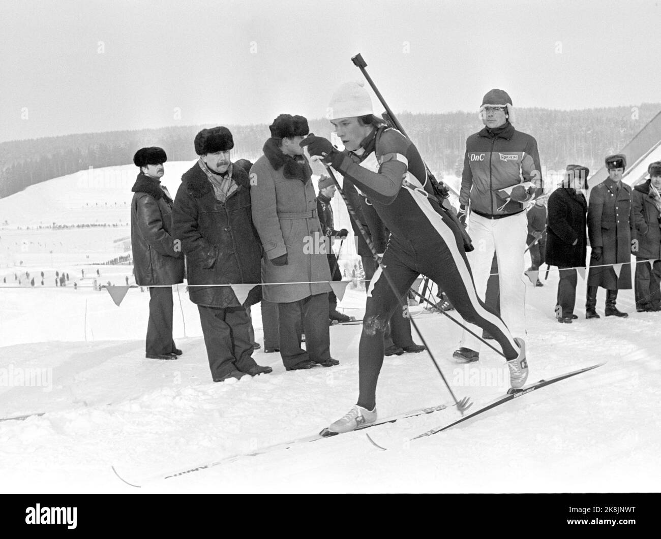 Minsk, Russie blanche 19820210. Coupe du monde de biathlon 1982 à Minsk. Eirik Kvalfoss en action à moins de 20 km. Où il a gagné la médaille d'argent. Il a également gagné l'or à 10 km de sprint et l'argent sur le bâton. Photo: Bjørn Sigurdsøn NTB / NTB Banque D'Images