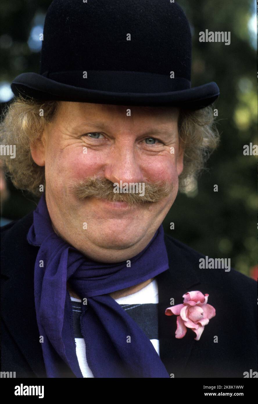 Oslo 19870929. Jon Skolmen comme fabricant de saucisses dans le film les gens et les voleurs à Cardamom City, après le livre et le spectacle de théâtre de Thorbjørn Egner. Photo de rôle, du tournage. Photo Henrik Laurvik / NTB Banque D'Images
