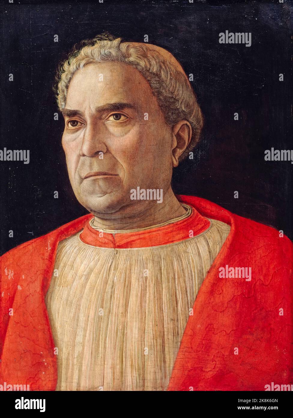 Andrea Mantegna, Cardinal Lodovico Trévise, (Ludovico Trévise, 1401-1465), Prélat catholique italien, CAMERLENGO de la Sainte Eglise romaine, portrait peint à tempera sur panneau, vers 1450 Banque D'Images