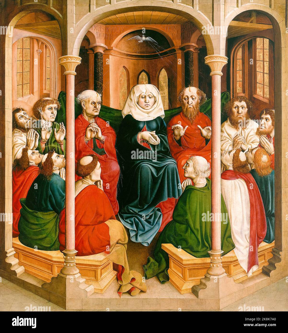La Fête pentecôtiste : les ailes de l'autel de Wurzach, peinture à l'huile sur bois par Hans Multscher, 1437 Banque D'Images