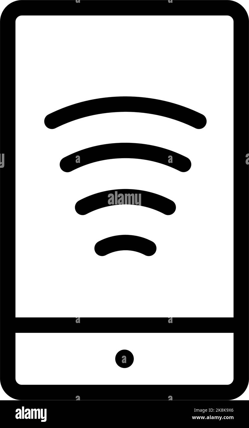 Icône noire du smartphone NFC. Signe de téléphone mobile NFC. Symbole de paiement sans fil Illustration de Vecteur