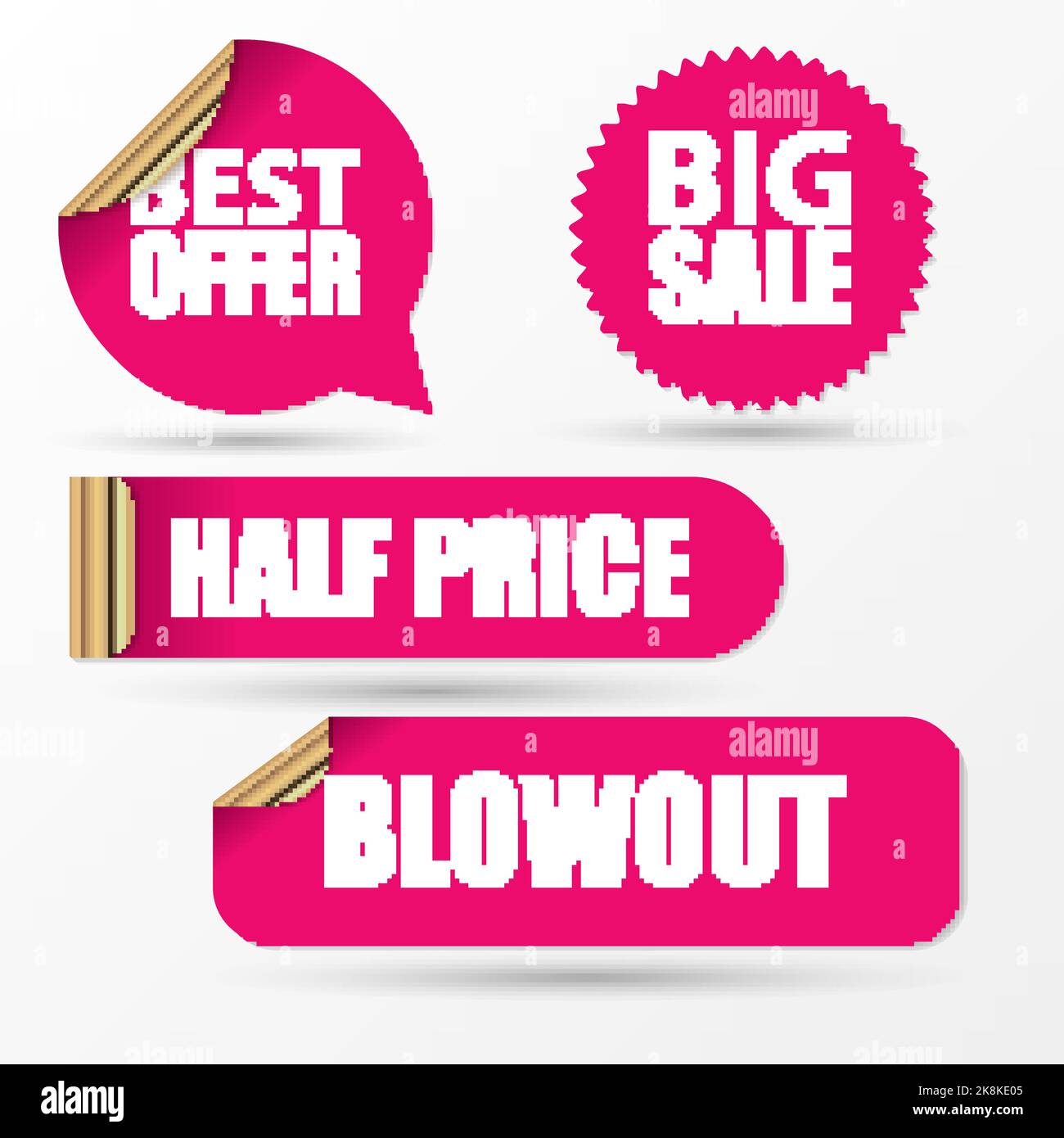 Ensemble d'autocollants de solde. Style moderne rose. Illustration vectorielle. Illustration de Vecteur