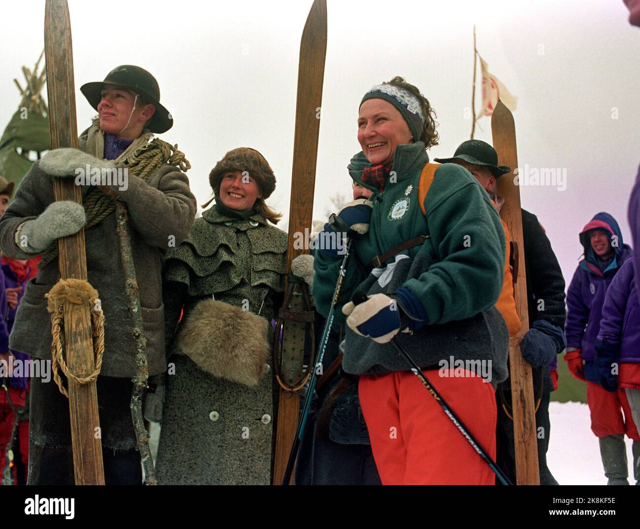 Geilo 19930109. La reine Sonja ouvre la vie en plein air en 1993 à Geilo. Pied NTB / NTB Banque D'Images