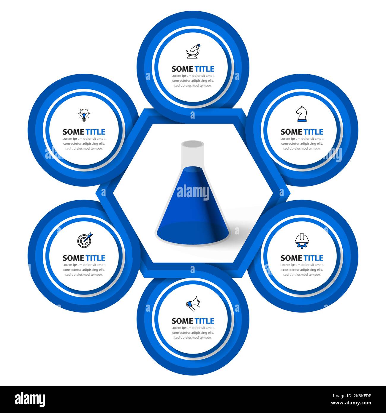 Modèle d'infographie avec icônes et 6 options ou étapes. Tube. Peut ...