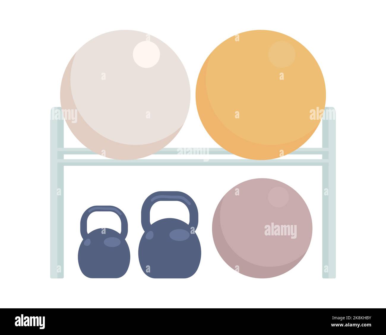 Portoir avec boules et kettlebells objet vectoriel de couleur semi-plat Illustration de Vecteur