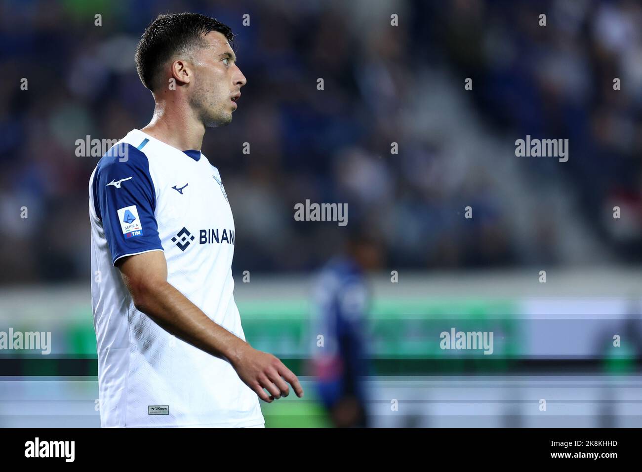 Nicolo Casale de SS Lazio regarde pendant la série Un match entre Atalanta BC et SS Lazio au stade Gewiss sur 23 octobre 2022 à Bergame, Italie . Banque D'Images