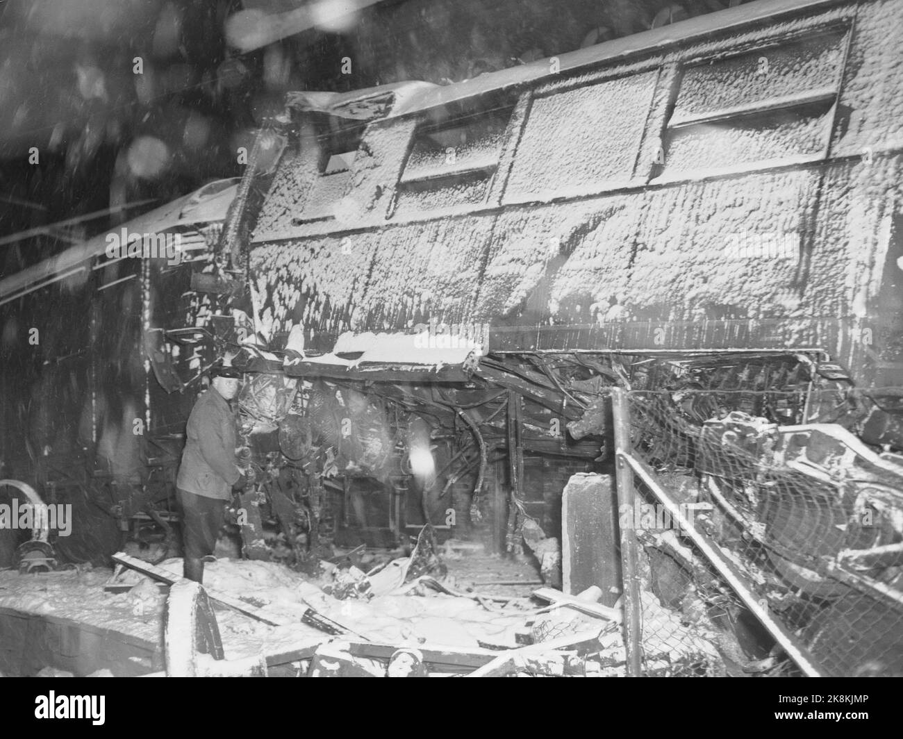 Oslo. 6 janvier 1948. Accident de train à l'East Railway à la gare d'Oslo - Lillestrøm. Photo: NTB Banque D'Images