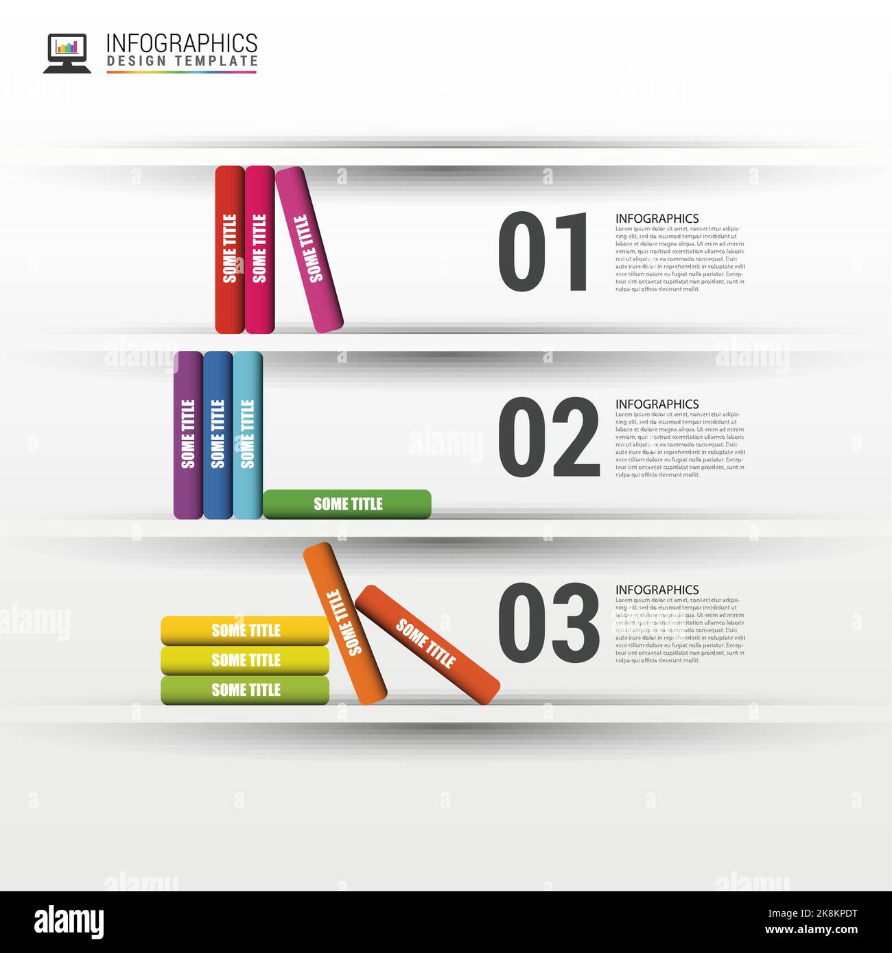 Livres STEP information d'affaires infographiques. Illustration vectorielle. Illustration de Vecteur