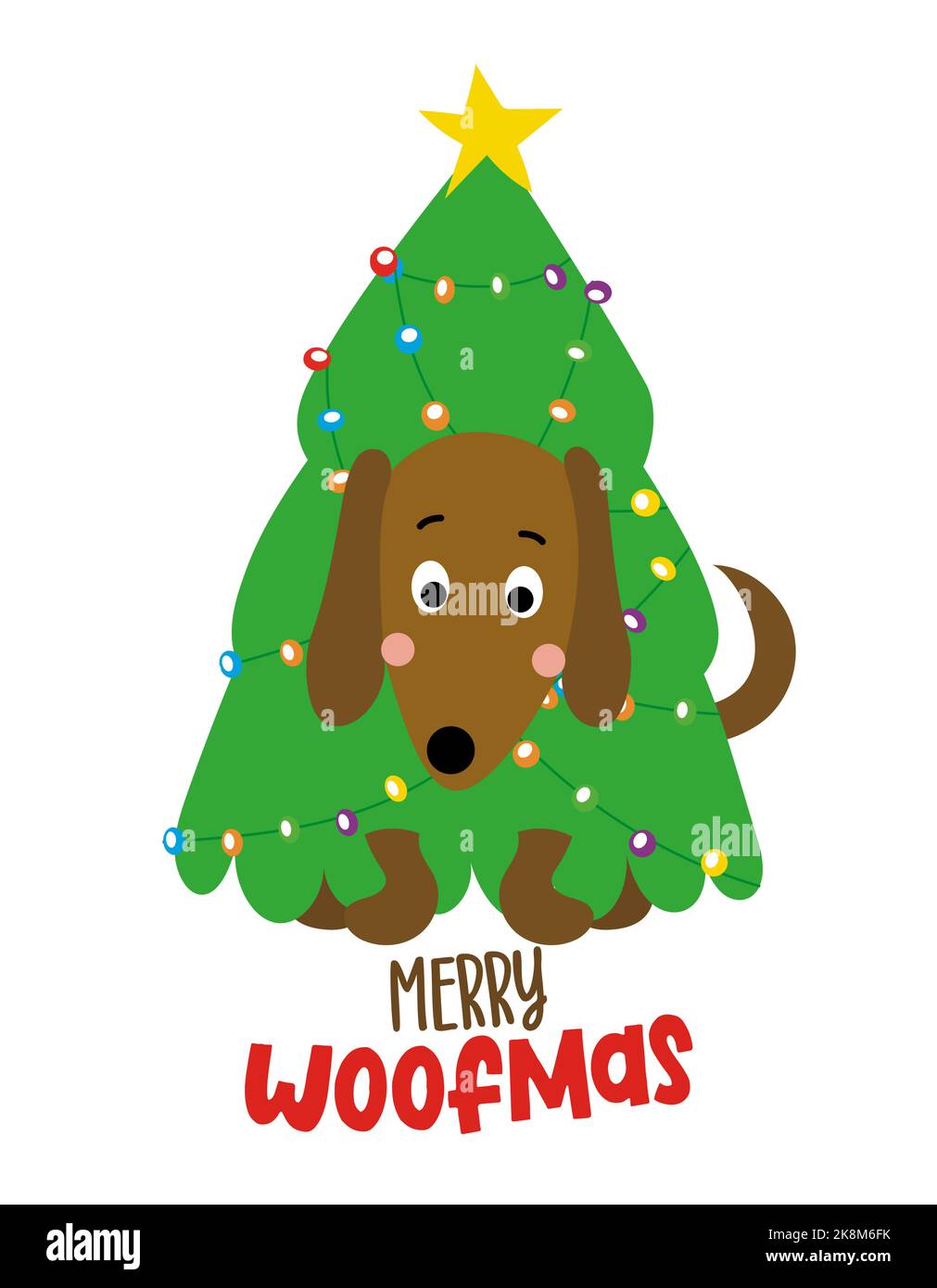 Joyeux Woofmas - Calligraphie expression pour Noël.Lettrage dessiné à la main pour les cartes de vœux de Noël, invitation.Idéal pour les t-shirts, les tasses, les cadeaux et les pres d'impression Illustration de Vecteur