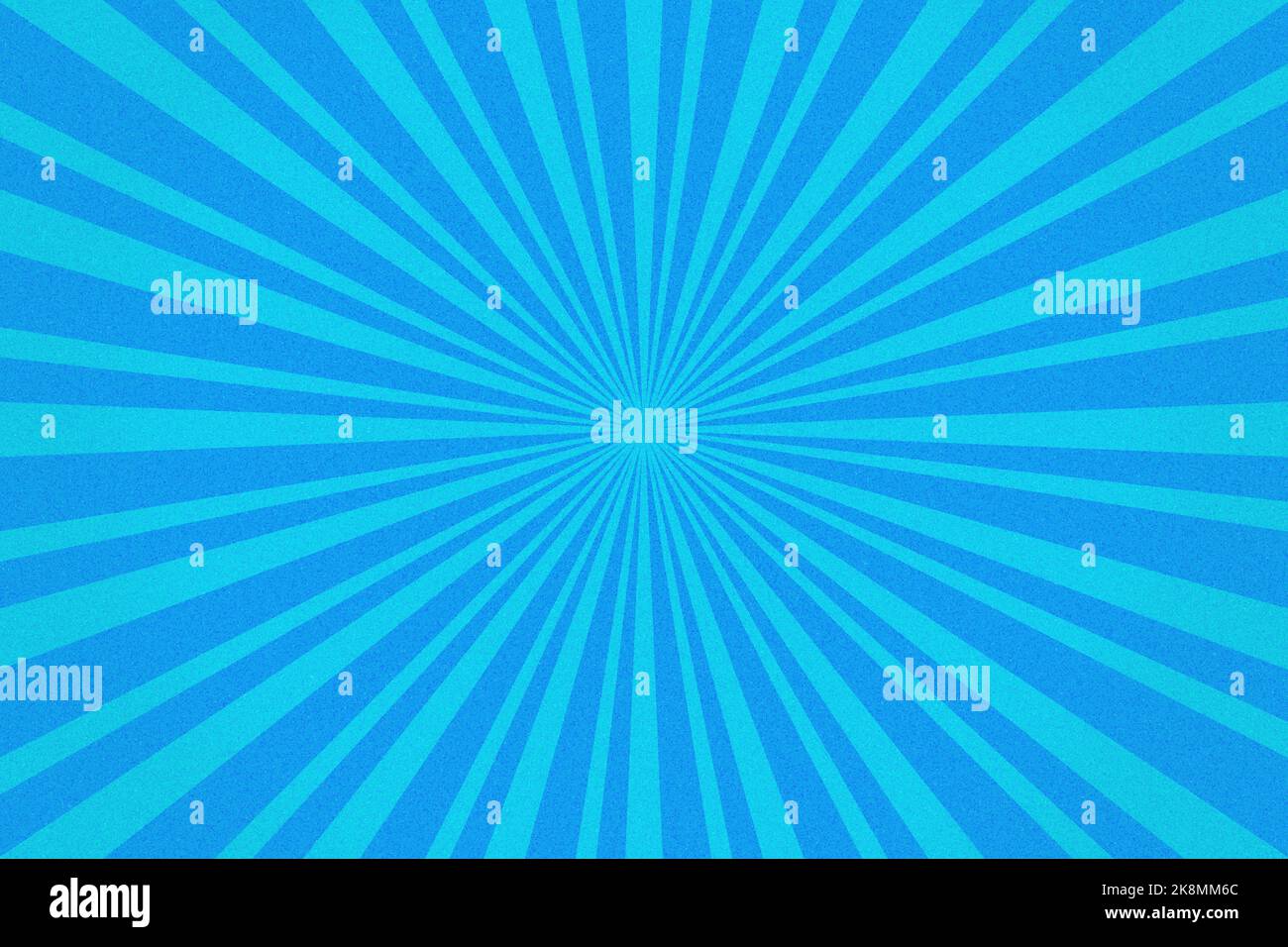 Fond de motif Sunburst bleu granuleux. Illustration géométrique des rayons radiaux vibrants Banque D'Images