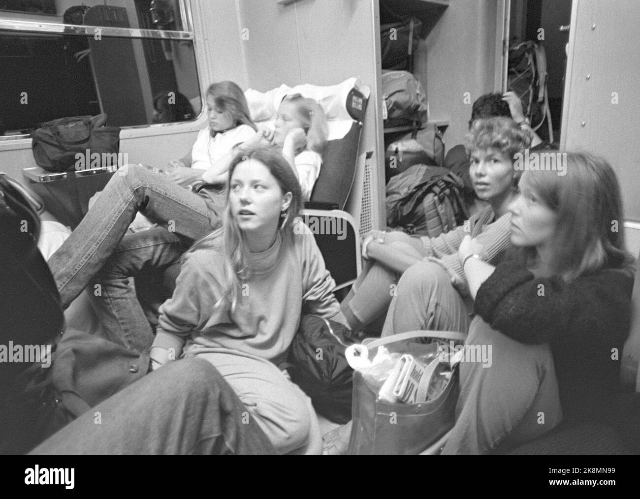 Oslo 198407 les jeunes voyagent en train, sur interrail. Photo; NTB Banque D'Images
