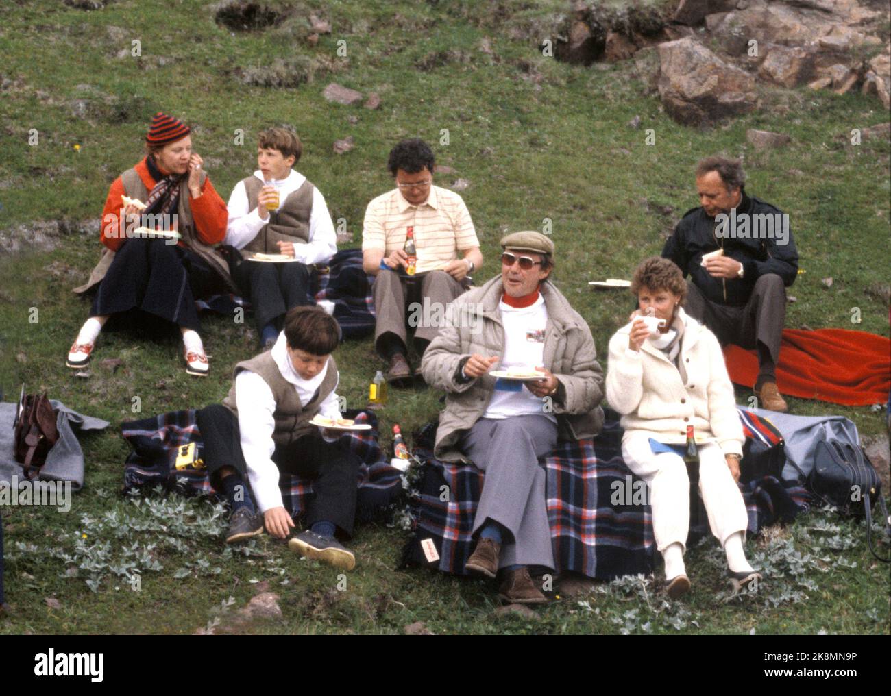 Groenland, Brattalid août 1982. Le roi Olav et la princesse Sonja ...