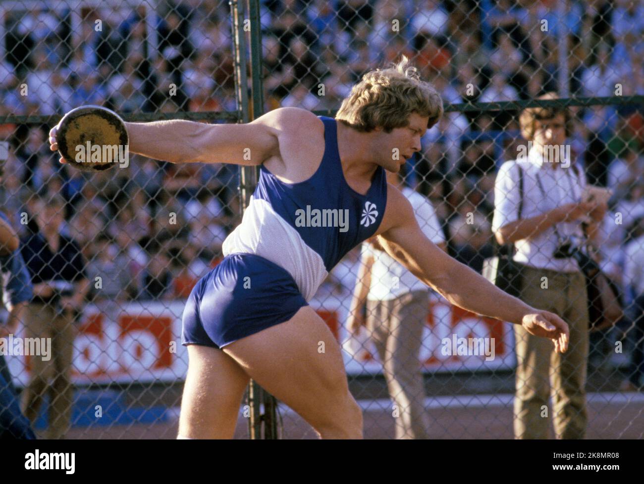 Oslo 19790705 Discos Knut Hjeltnes en action pendant les Jeux de Bislett photo NTB / NTB Banque D'Images