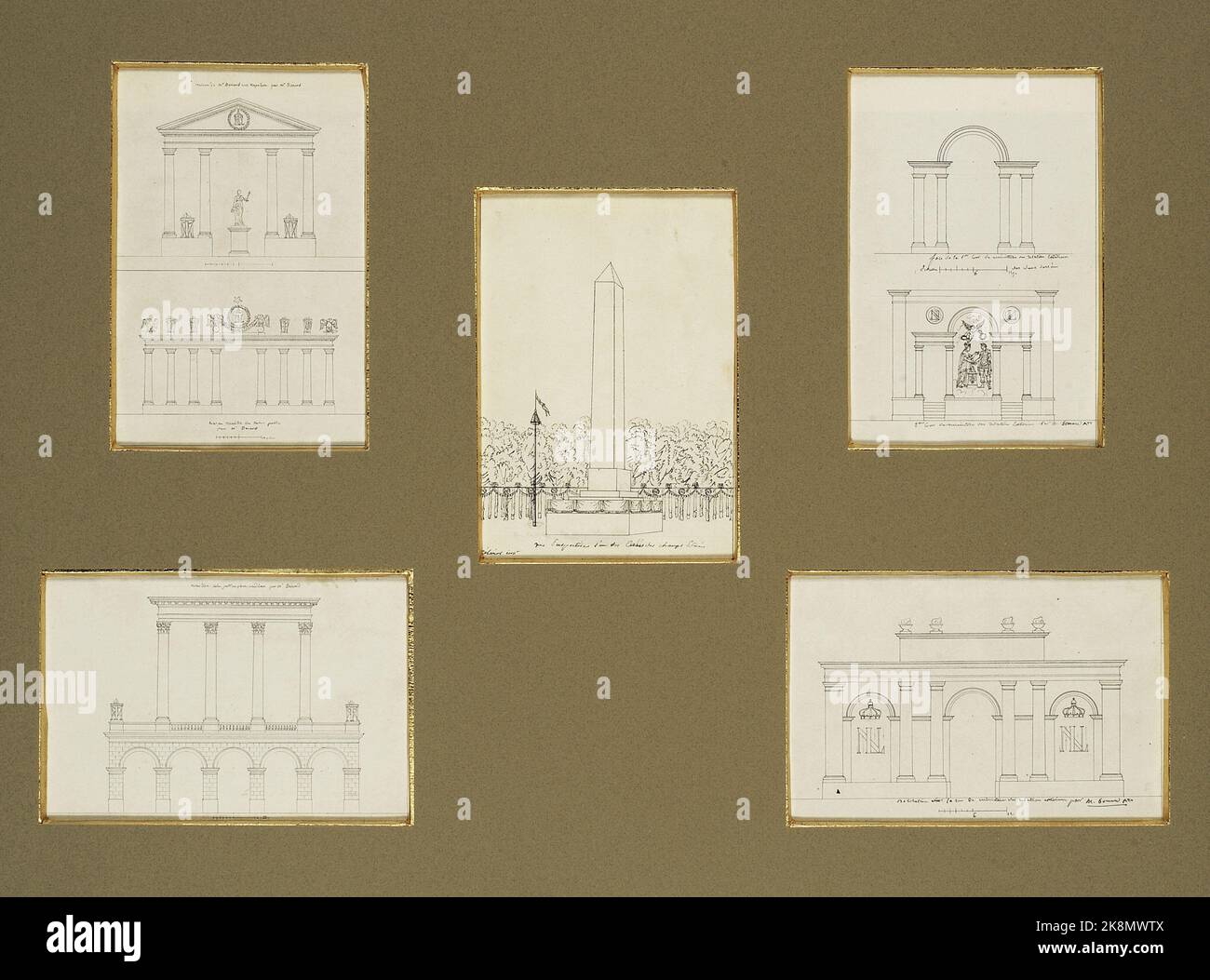 Projets pour un monument téléquant le mariage de Napoléon 1er avec Marie-Louise en 1810 Banque D'Images