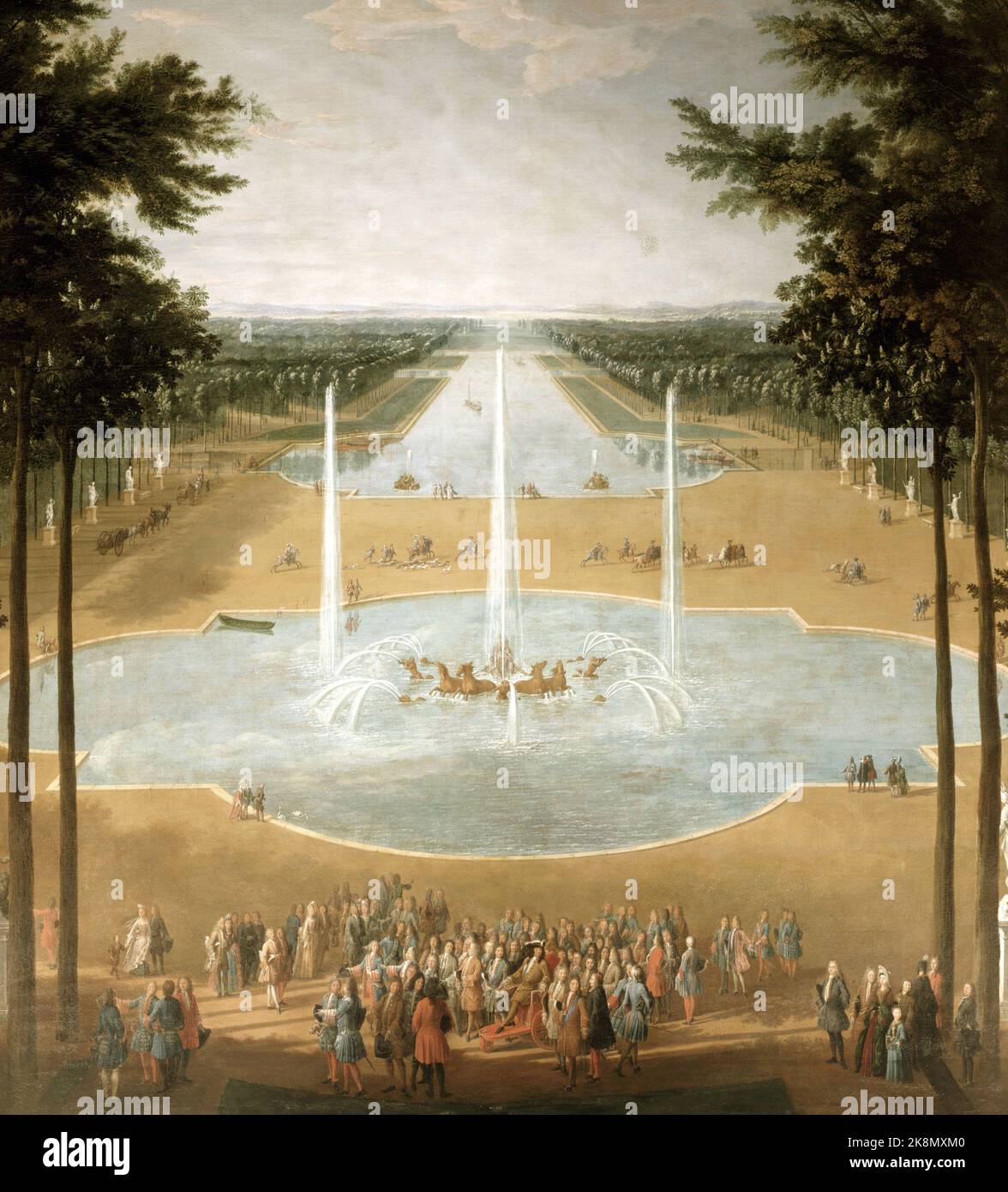 Pierre Denis Martin (1663-1742) Ecole française vue sur le bassin de l'Apollon et le Grand Canal à Versailles en 1713. Au premier plan : Louis XIV huile sur toile (2,60 x 1,84 m) Versailles, châteaux de Versailles et de Trianon Banque D'Images