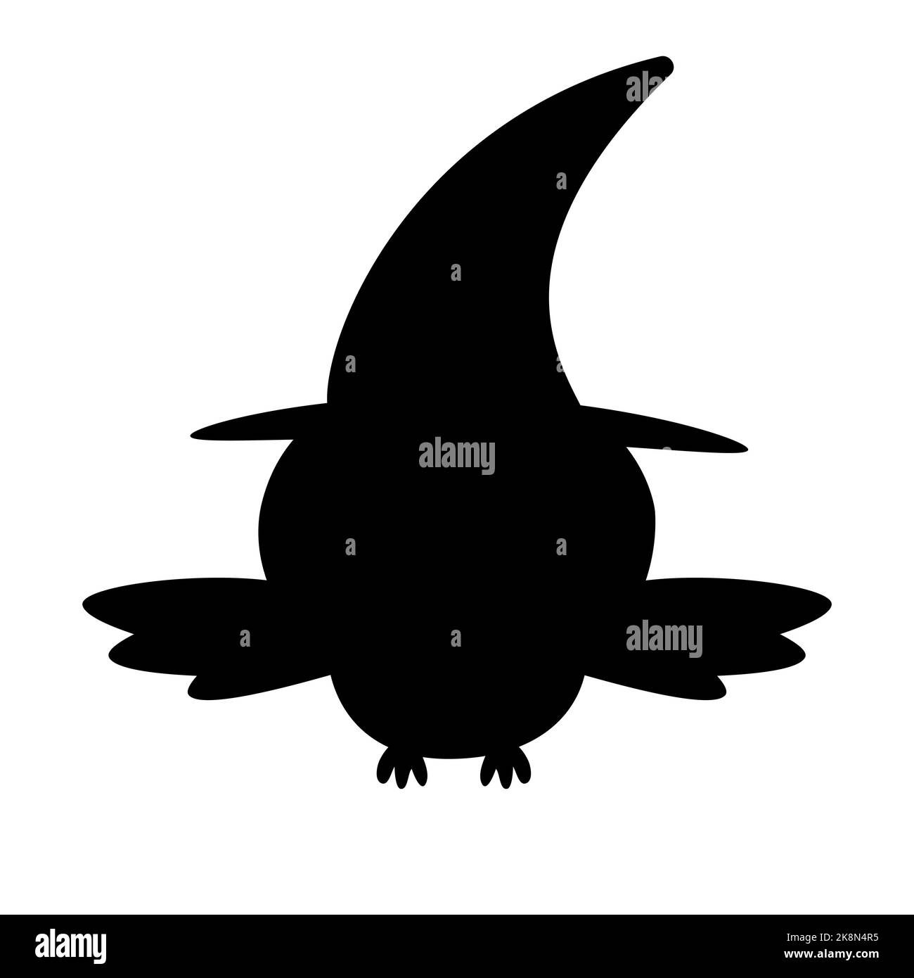 Hibou d'Halloween à dessin à la main vectoriel dans une silhouette de chapeau de sorcière isolée sur fond blanc Illustration de Vecteur