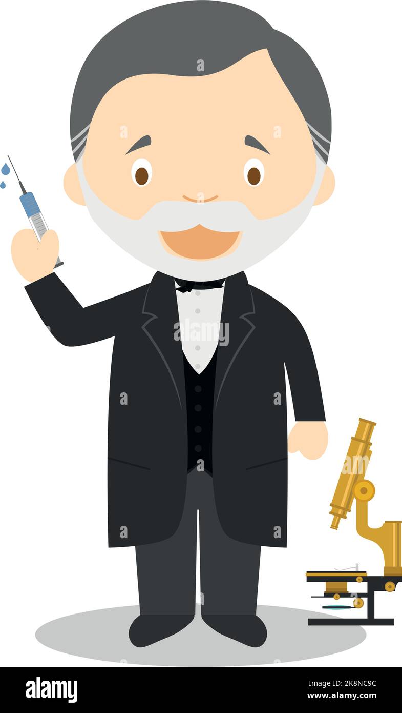 Personnage de dessin animé Louis Pasteur. Illustration vectorielle. Collection d'histoire pour enfants. Illustration de Vecteur
