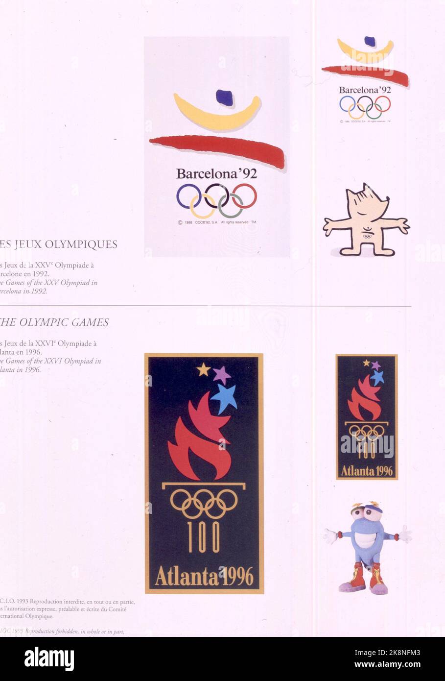 Billet Olympique Barcelone 1992 - Talon Natation, 30ème Jeux