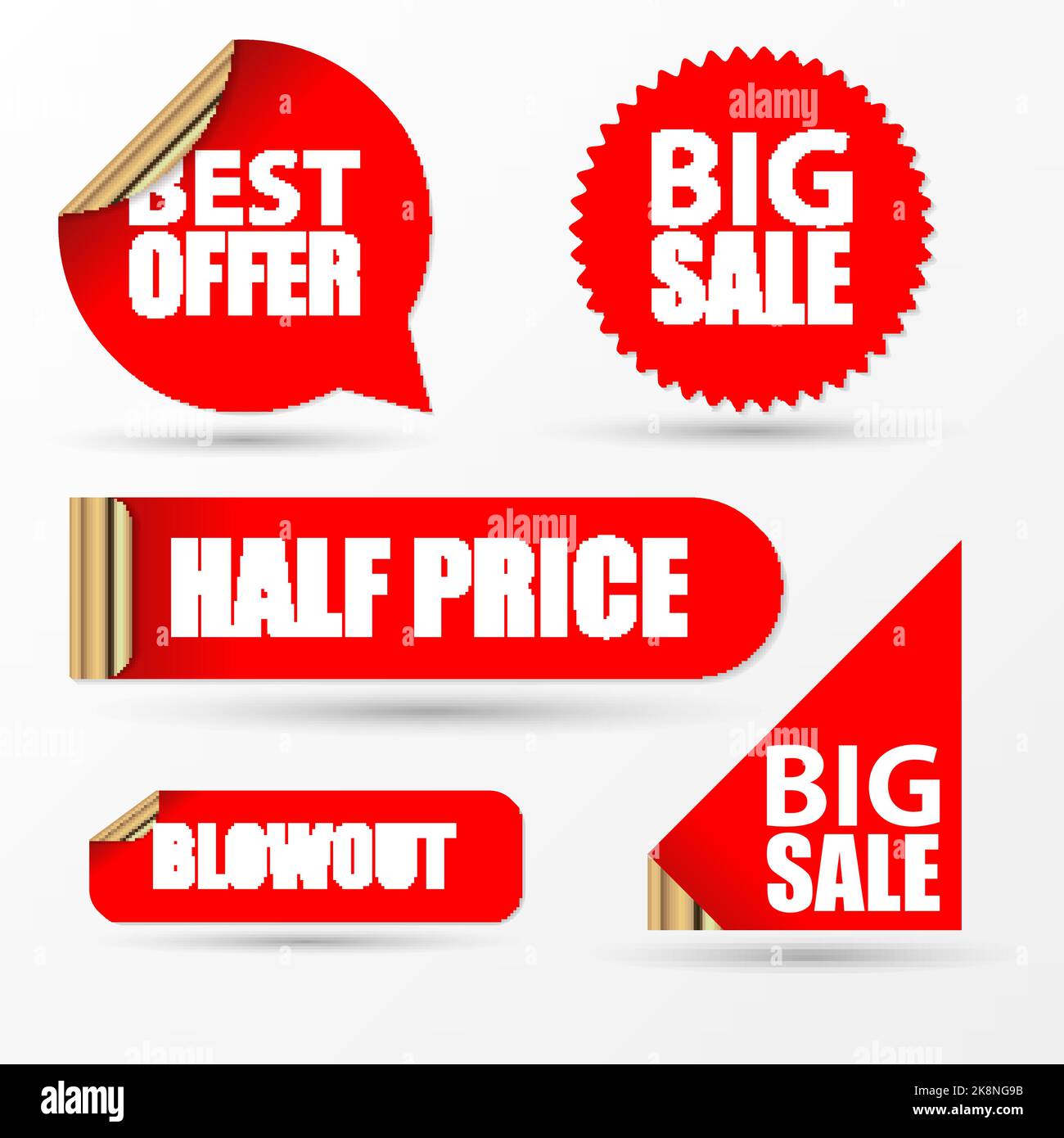 Ensemble d'autocollants de solde. Style moderne rouge. Illustration vectorielle Illustration de Vecteur