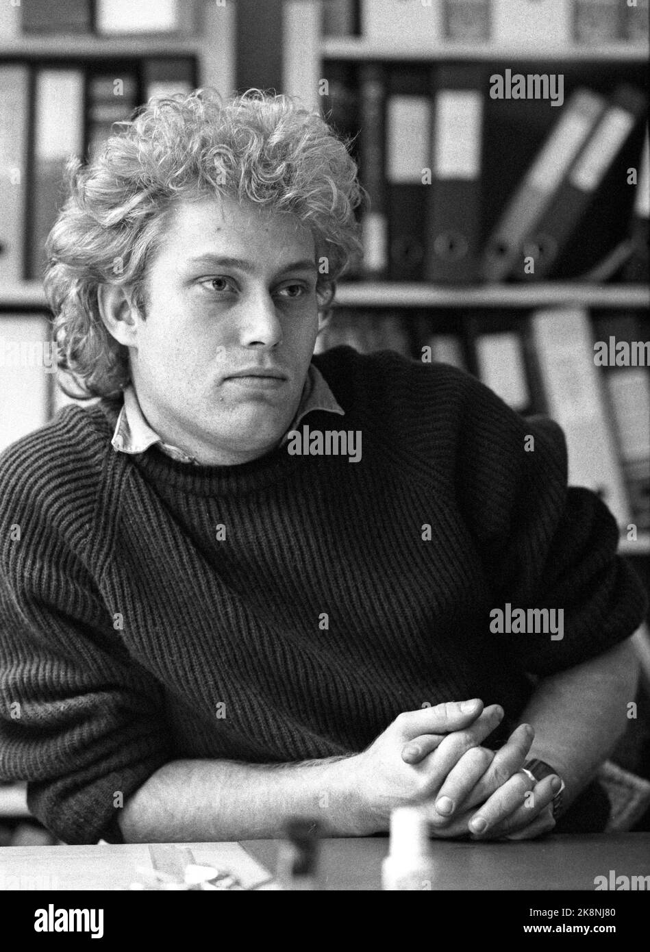 Oslo 19871217. Frédéric Hauge, Fondation environnementale Bellona, ​​photographed dans son bureau à Oslo, 17 décembre 1987. 19629 photo: Morten Hvaal/NTB Banque D'Images