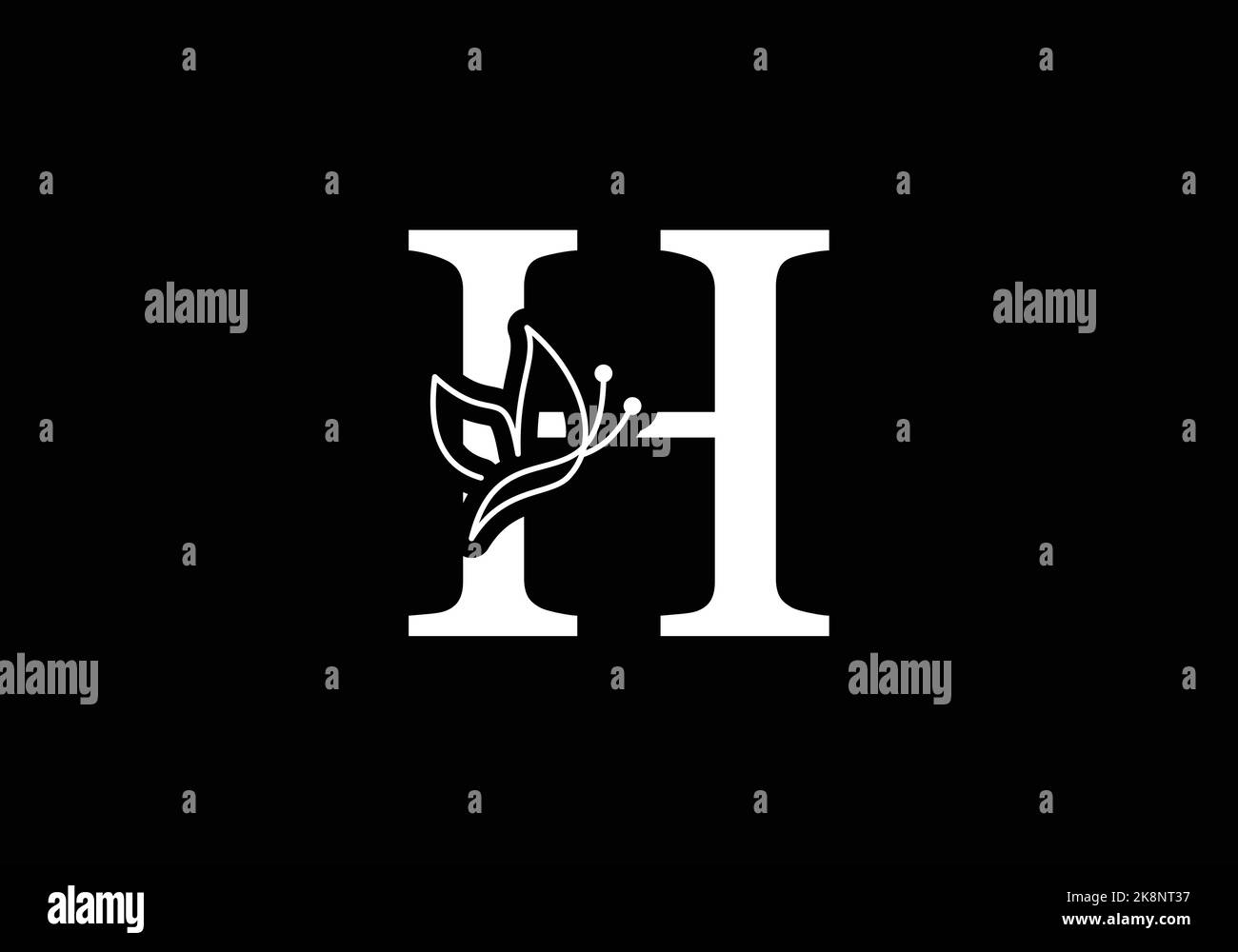 Logo papillon sur le modèle lettre H. Modèle de concept de signe papillon initial. Illustration de Vecteur