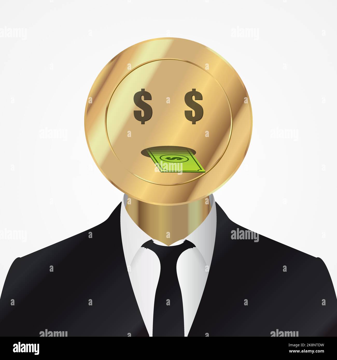 Homme d'affaires abstrait. Tête en pièce de monnaie. Illustration vectorielle Illustration de Vecteur