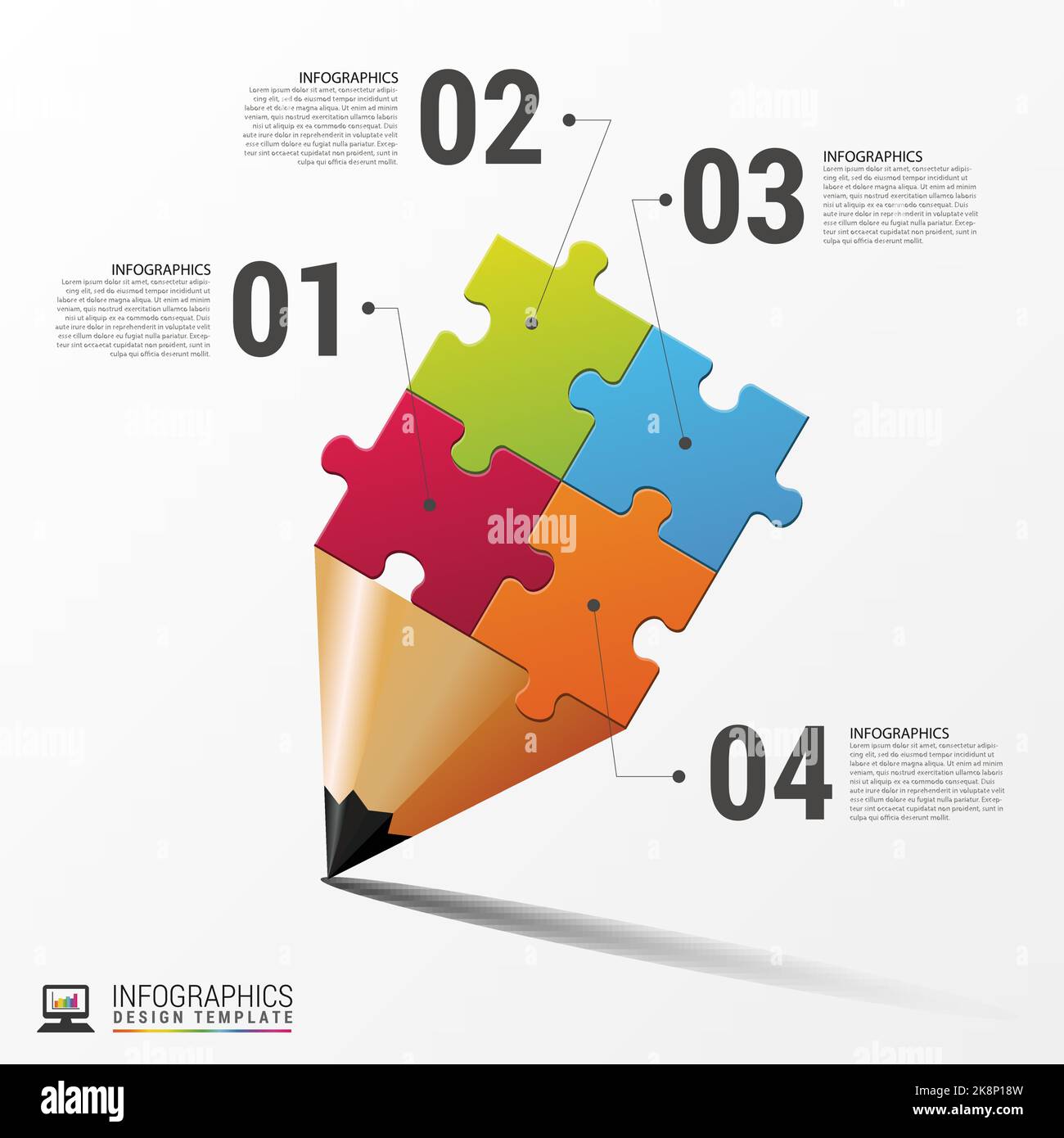 Infographie sur l'enseignement avec pièces de puzzle. Illustration vectorielle Illustration de Vecteur