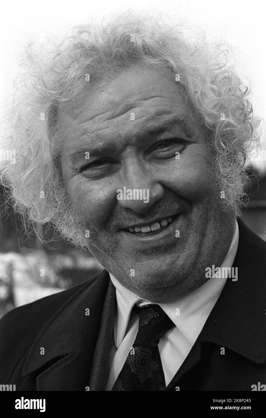 Jessheim 31 mars 1973. Arnardo (Arne Otto Lorang Andersen) sur son chemin à Oslo pour recevoir la Médaille du mérite du Roi en or. Ici portrait avec des souches de barbe. Photo: Ivar Aaserud / courant / NTB Banque D'Images