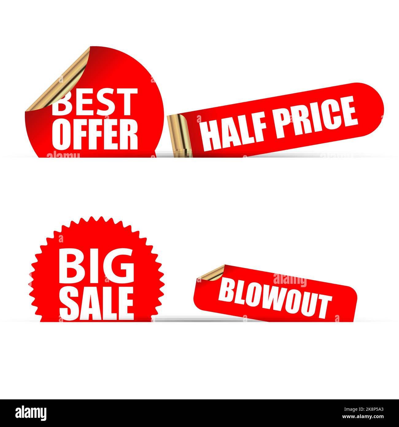 Ensemble d'autocollants de solde. Style moderne rouge. Illustration vectorielle Illustration de Vecteur