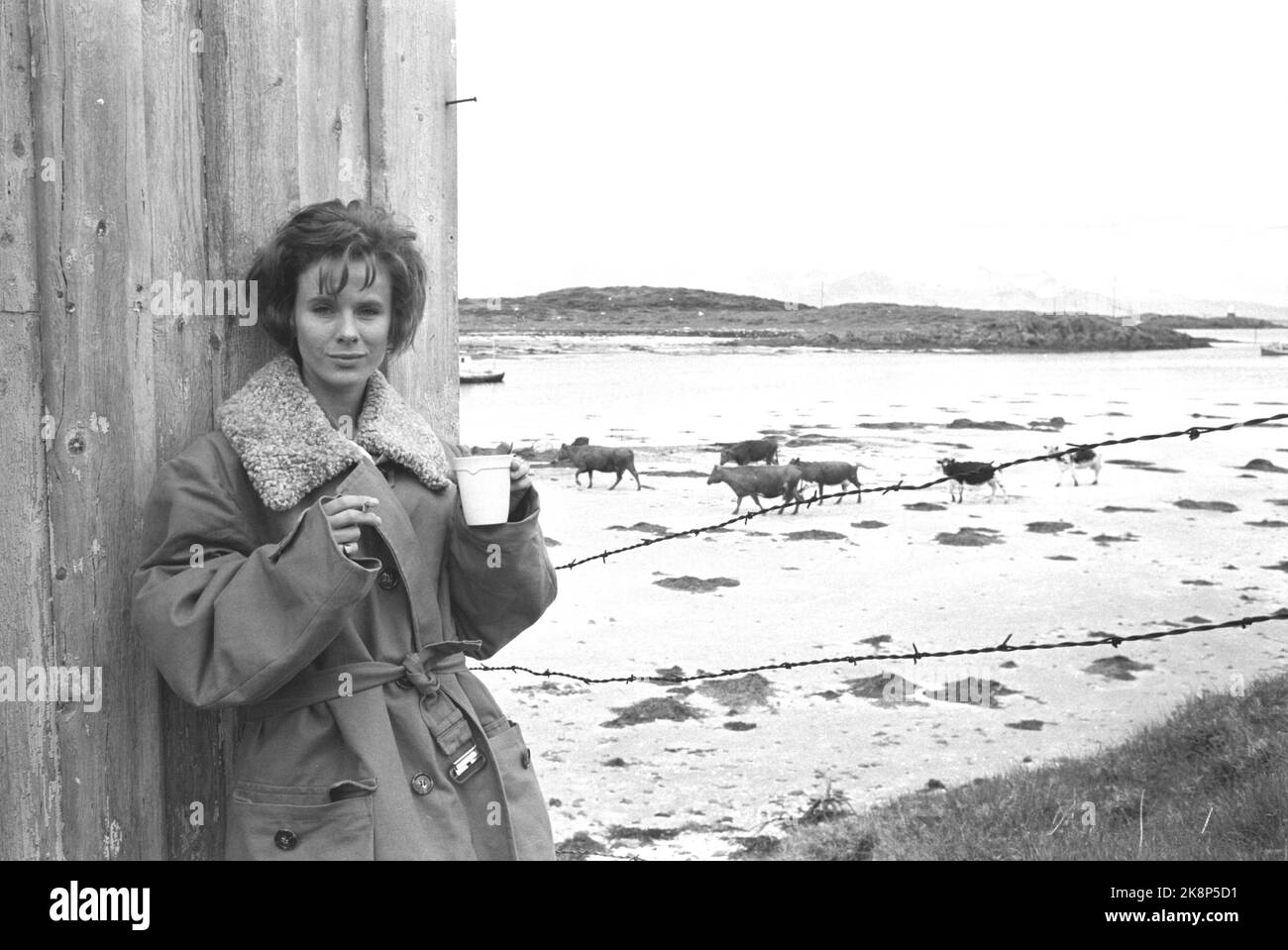 Kjerringøy 19620623. Film d'enregistrement basé sur 'Pan' de Hamsun sur Kjerringøy. L'acteur Bibi Anderson joue la tâche exigeante de jouer Edvarda dans le film. Photo: Sverre A. Børretzen courant / NTB Banque D'Images