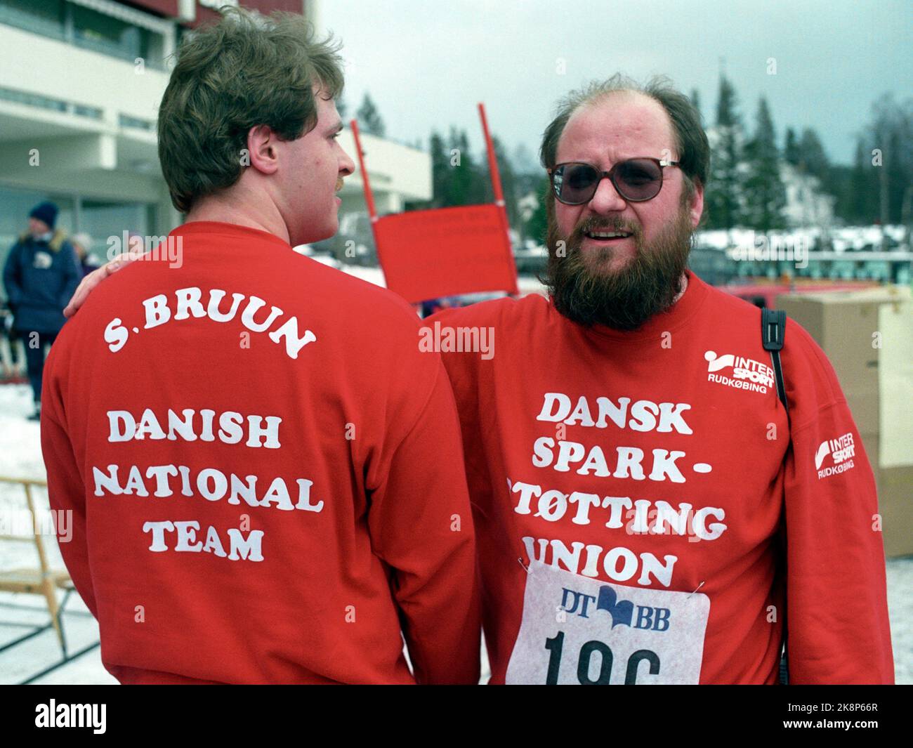 Geilo 25 janvier 1992. Coupe du monde en soutien de coup de pied à Geilo. Ici l'équipe nationale danoise. Photo; Bjørn-owe Holmberg / NTB / NTB Banque D'Images