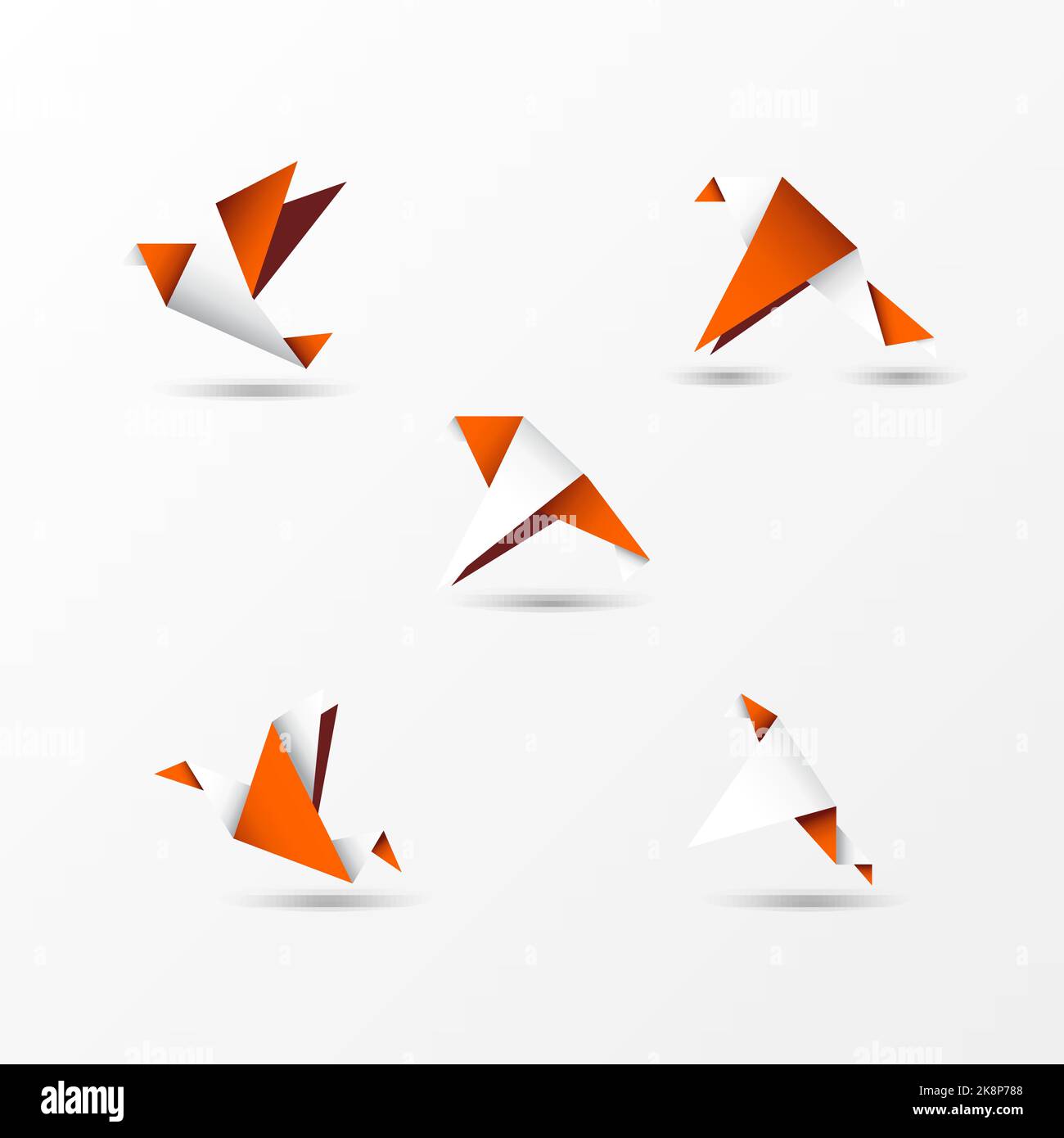 origami orange oiseaux dans un style moderne. Illustration vectorielle Illustration de Vecteur