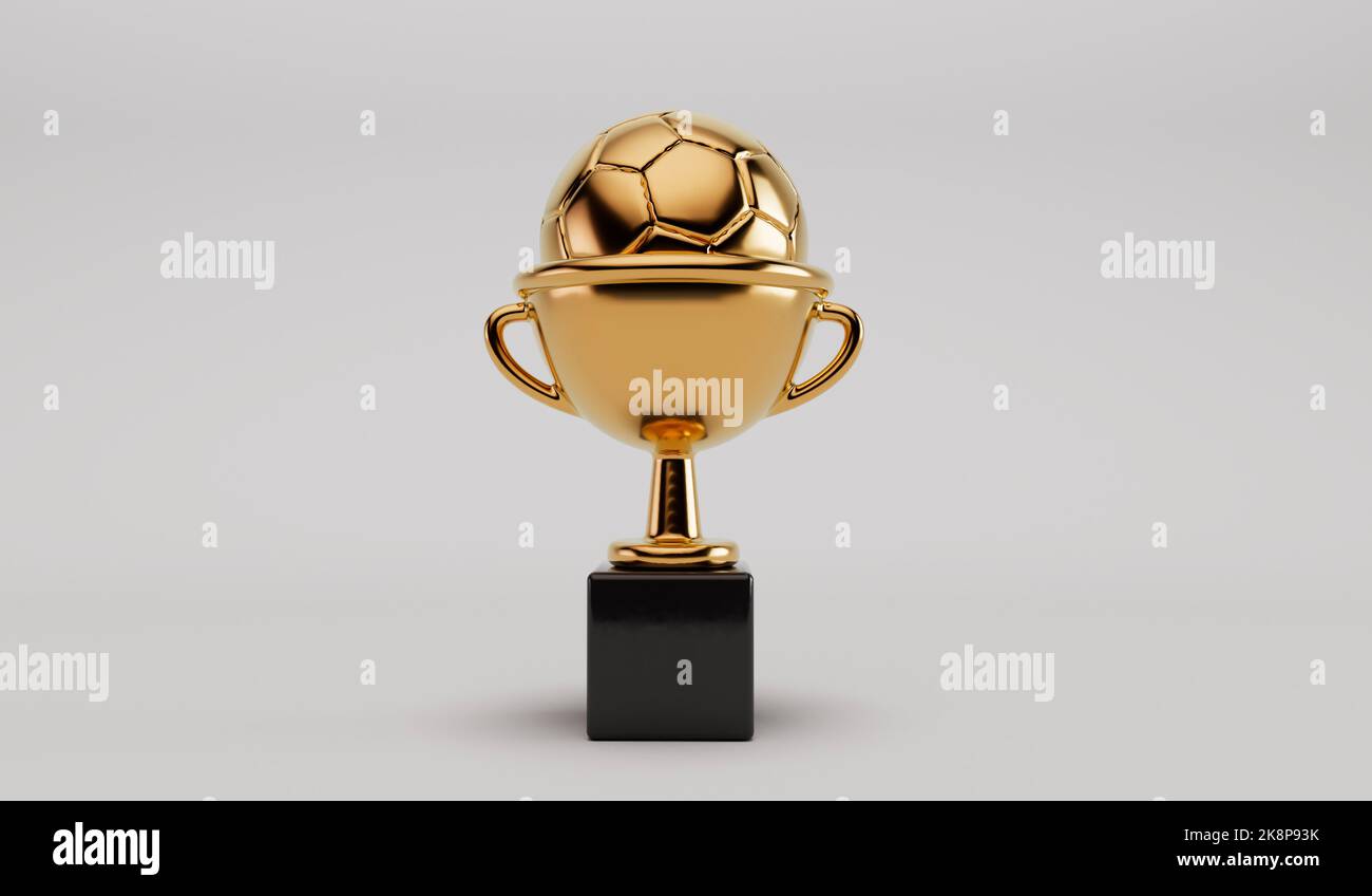 Trophée D'or En Forme De Ballon De Football En Rendu 3d