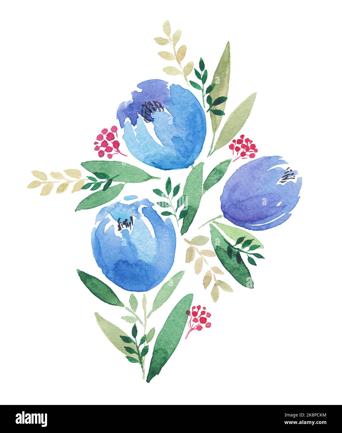 Aquarelle fleurs abstraites bouquet peinture. Banque D'Images
