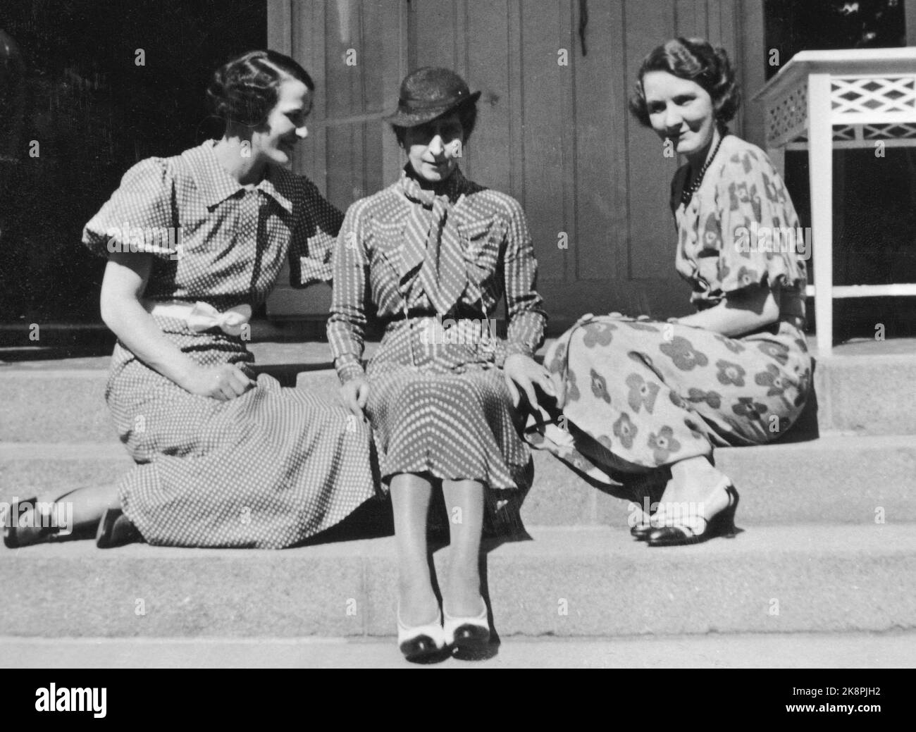 Bygdøy 1934 de V clair, Queen Maud et Kathleen Smith. Photo; NTB Banque D'Images