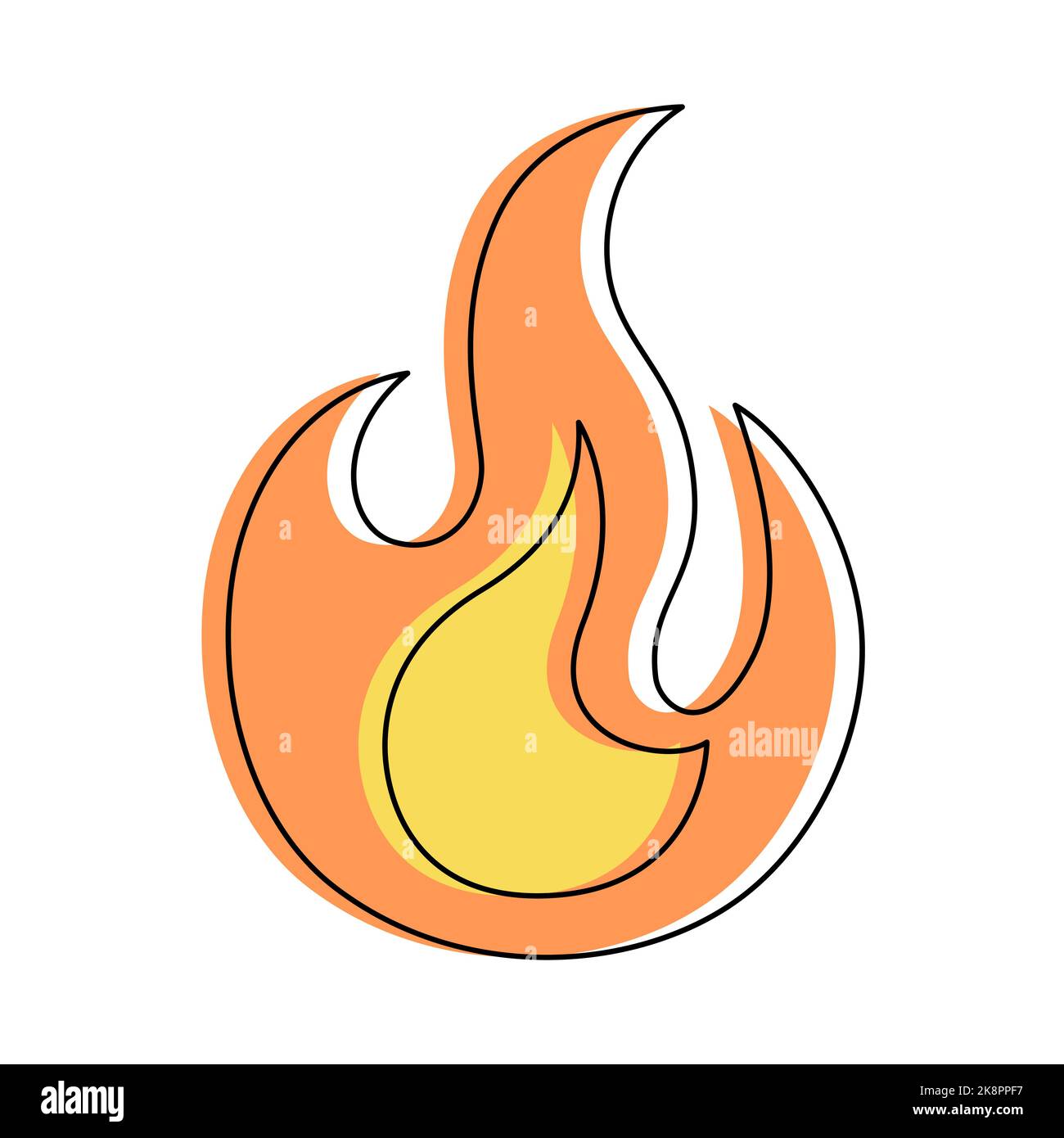 Icône de flamme de ligne simple. Symbole puissance, énergie, carburant. Illustration vectorielle. Illustration de Vecteur