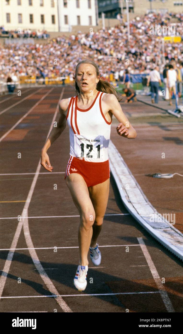 Oslo 19800701. Grete Waitz en action pendant les Jeux de Bislett. Photo: Erik Thorberg NTB / NTB Banque D'Images