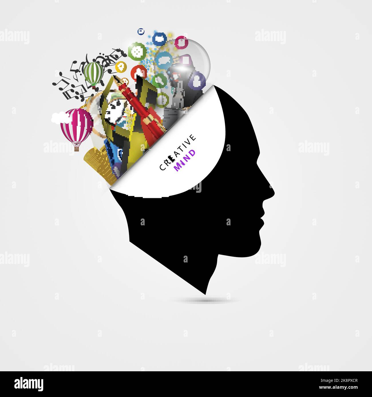 Cerveau humain. Concept esprit créatif. Genius. Illustration vectorielle Illustration de Vecteur