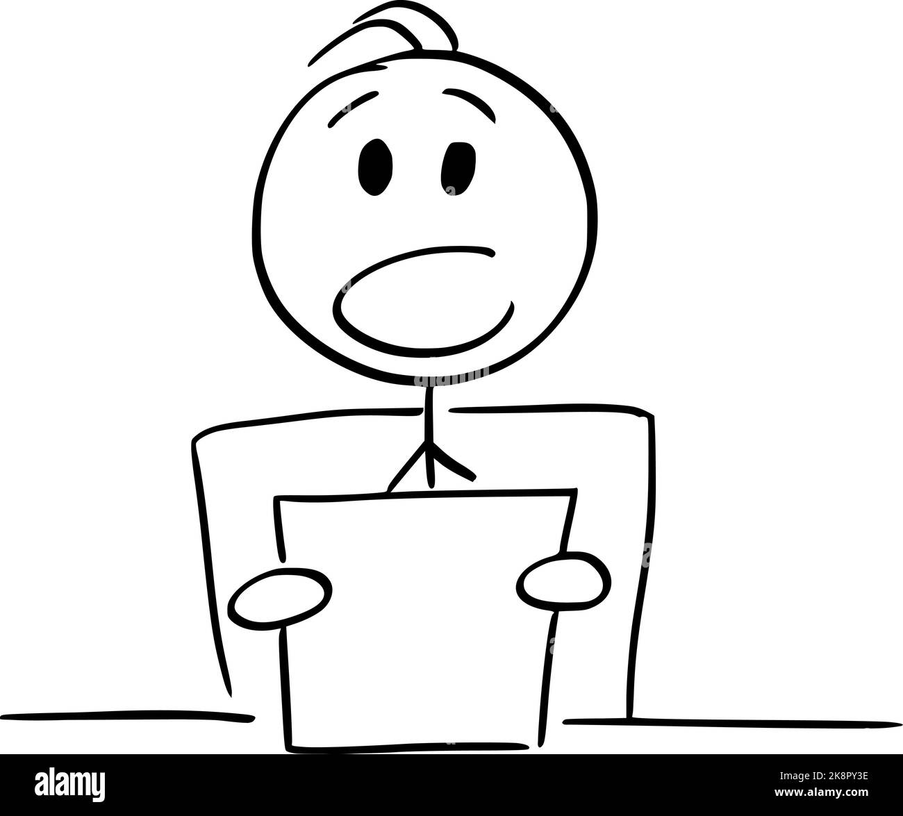 Anchorman reportage de nouvelles dans salle de presse Studio dans la télévision , Vector Cartoon Stick Figure Illustration Illustration de Vecteur