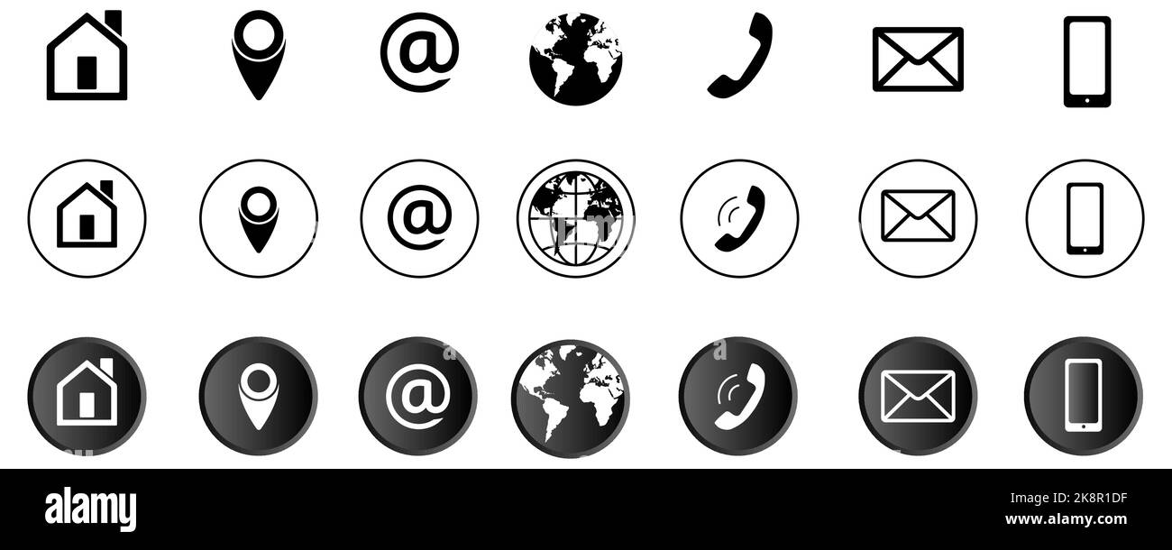 Contactez-nous entreprise icône Set. Illustration vectorielle de style bouton circulaire Illustration de Vecteur Contactez-nous entreprise icône Set. Illustration vectorielle de style bouton circulaire Illustration de Vecteur
